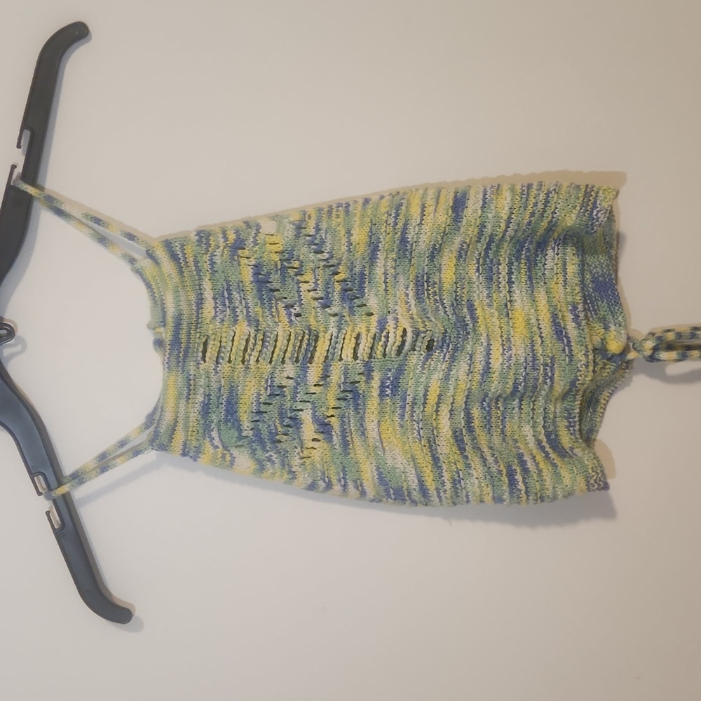 Green and Blue Crochet, Jolie and Joy, Crop Top